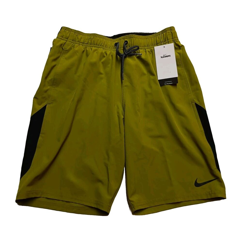 Nike Swim Men's Green Black 9in Volley Trunks Size S Small‎ NESSA482-314